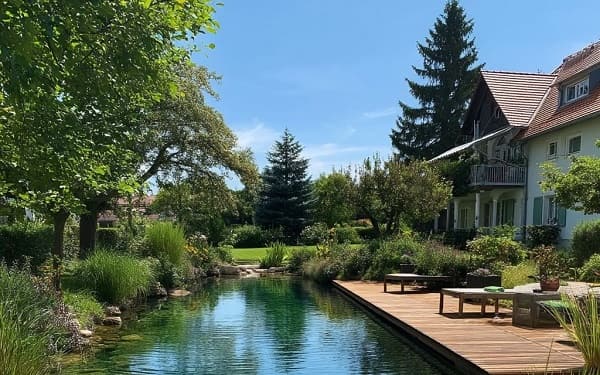 taman villa dengan kolam