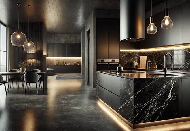 Interior Rumah Granit Hitam, Solusi Elegan untuk Hunian Modern dan Industrial