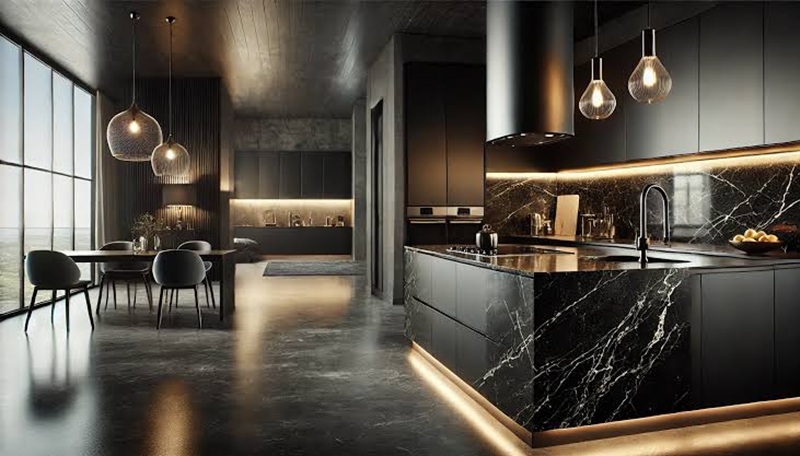 Interior Rumah Granit Hitam, Solusi Elegan untuk Hunian Modern dan Industrial